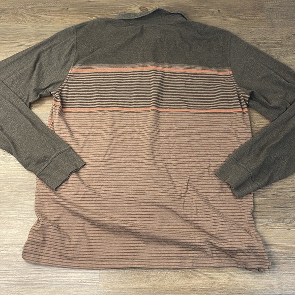 Prana Men’s Brown Stripe Long Sleeve Polo Shirt, size XL - Picture 7 of 8